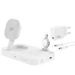 Stacja ładująca z ładowarką do Apple Watch 4smarts Qi2 Trident Biała - White