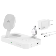 Stacja ładująca z ładowarką do Apple Watch 4smarts Qi2 Trident 2x USB-C 4x Qi Biała - White