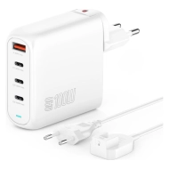 Ładowarka sieciowa 4smarts Flex Pro 100 W 3x USB-C 1x USB-A + kabel zasilający Biała - White