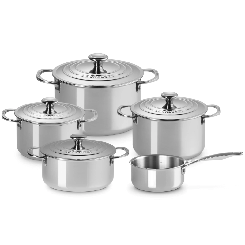 Garnki ze stali nierdzewnej Le Creuset 5 szt. Srebrne - Silver