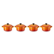 Naczynie z kamionki mini Le Creuset 4 szt. Płomienna czerwień - Flaming red