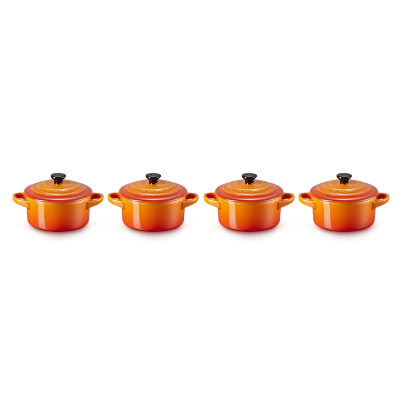 Naczynie z kamionki mini Le Creuset 4 szt. Płomienna czerwień - Flaming red