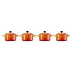 Naczynie z kamionki mini Le Creuset 4 szt. Płomienna czerwień - Flaming red