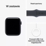 Apple Watch SE 3 (2025) GPS 44mm koperta aluminiowa Midnight + pasek Midnight Sport Band S/M
