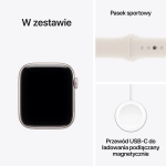 Apple Watch SE 3 (2025) GPS + Cellular 44mm koperta aluminiowa Starlight + pasek Starlight Sport Band S/M