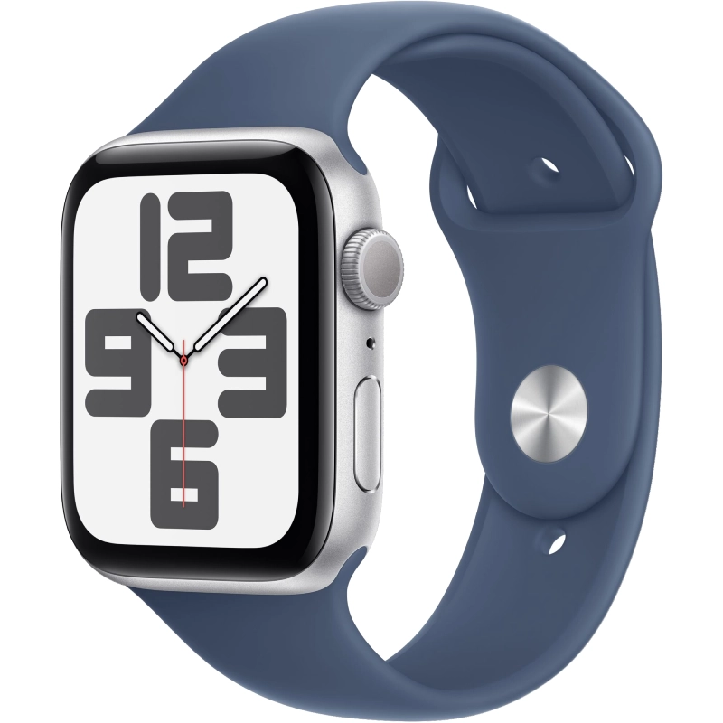 Apple Watch SE (2024) GPS 44mm koperta aluminiowa Silver + pasek Sport Band M/L Denim