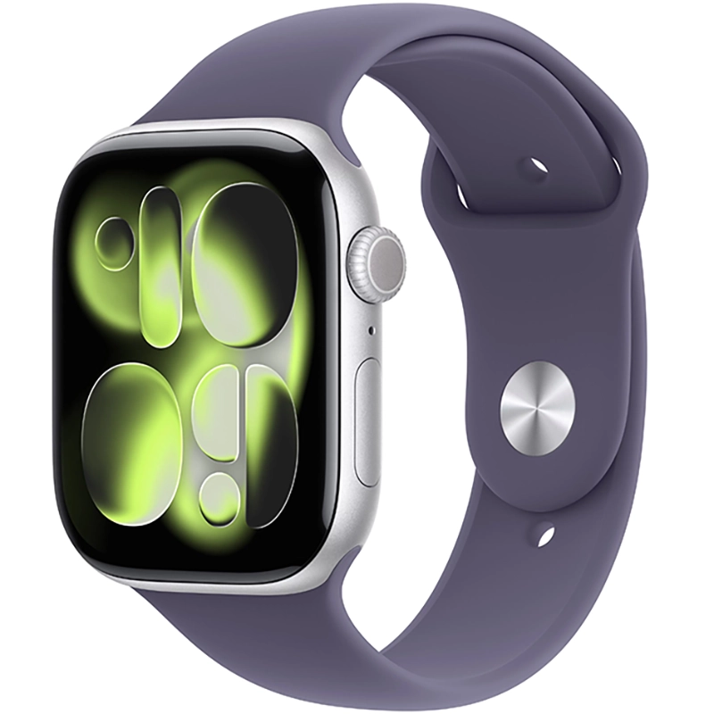 Apple Watch Series 11 (2025) GPS 42mm koperta aluminiowa Silver + pasek Furple Fog Sport Band S/M