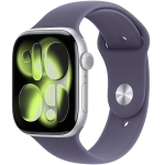 Apple Watch Series 11 (2025) GPS 46mm koperta aluminiowa Silver + pasek Purple Fog Sport Band M/L