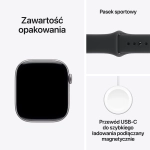 Apple Watch Series 11 (2025) GPS 42mm koperta aluminiowa Space Grey + pasek Black Sport Band M/L