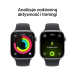 Apple Watch Series 11 (2025) GPS 42mm koperta aluminiowa Space Grey + pasek Black Sport Band M/L