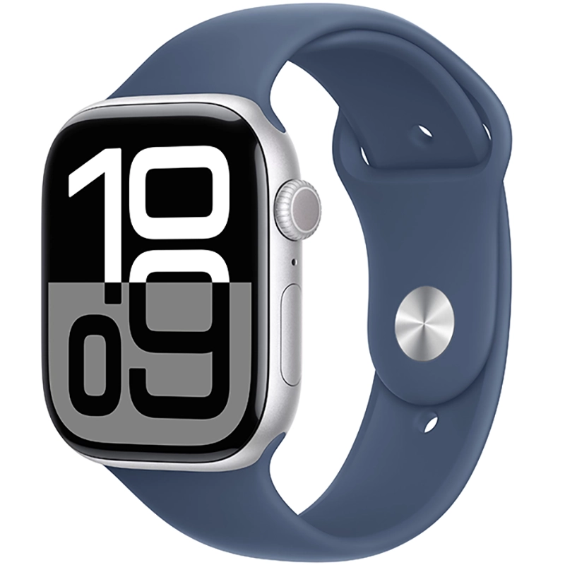 Apple Watch Series 10 (2024) GPS 42 mm koperta aluminiowa Silver + pasek Denim Sport Band S/M