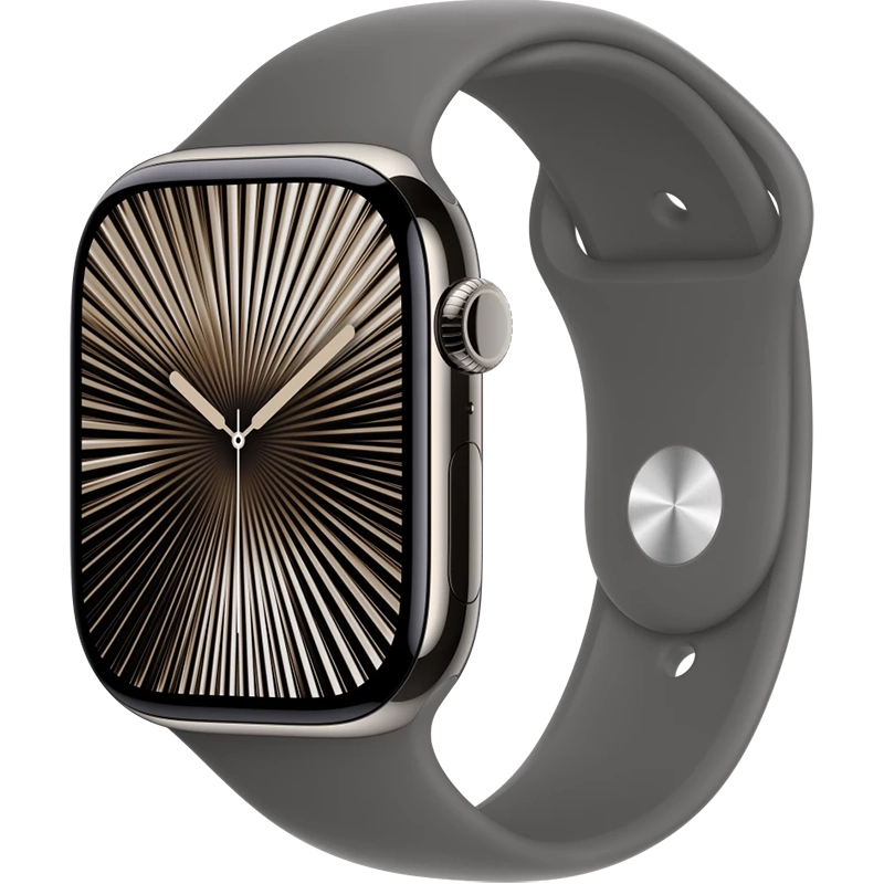 Apple Watch Series 10 (2024) GPS + Cellular 46 mm koperta tytanowa Natural + pasek Stone Grey Sport Band S/M