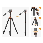 Statyw do filmowania + głowica olejowa K&F Concept K09.136 Czarny - Black