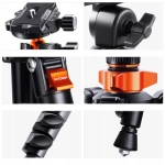 Statyw 3w1 + głowica panoramiczna 3D K&F Concept KF09.087V4 Czarny - Black