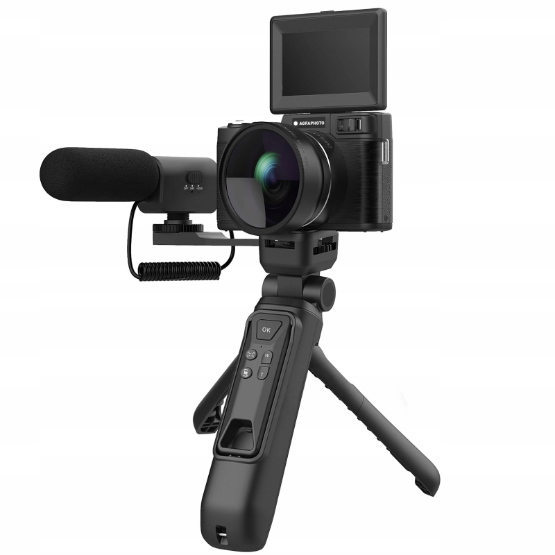 Aparat cyfrowy AgfaPhoto Realishot VLG-4K + akcesoria do vlogowania Czarny - Black