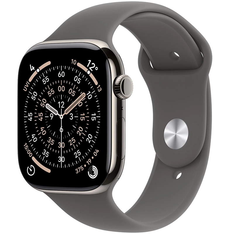 Apple Watch Series 11 (2025) GPS + Cellular 42mm koperta tytanowa Natural + pasek Stone Grey Sport Band S/M