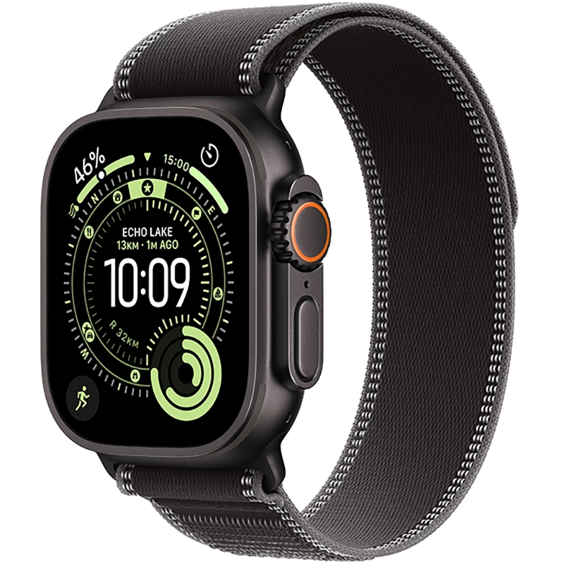 Apple Watch Ultra 3 (2025) GPS + Cellular 49mm koperta tytanowa Black + pasek Black/Charcoal Trail Loop M/L