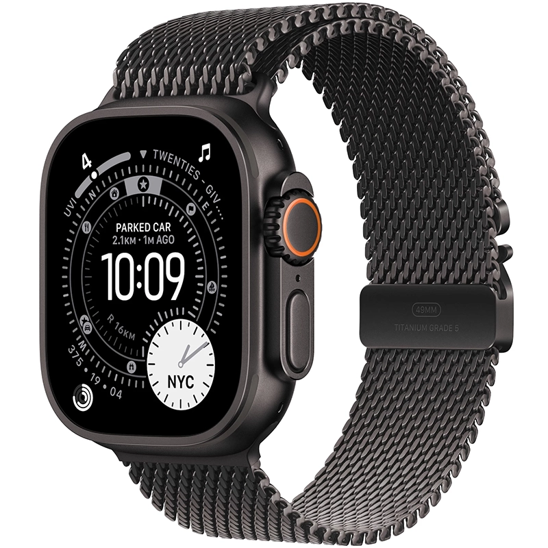 Apple Watch Ultra 3 (2025) GPS + Cellular 49mm koperta tytanowa Black + pasek Black Titanium Milanese Loop L