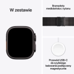 Apple Watch Ultra 3 (2025) GPS + Cellular 49mm koperta tytanowa Black + pasek Black Titanium Milanese Loop L
