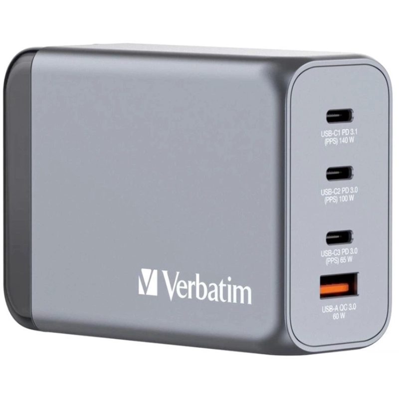 Ładowarka sieciowa Verbatim GNC-240 W 3 x USB-C/USB-A Szara - Grey