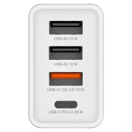 Ładowarka sieciowa Verbatim 49701 30 W 3xUSB-A/1xUSB-C PD 3.0 CHR-30EU2 49701 Biała - White