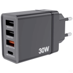 Ładowarka sieciowa Verbatim 49700 30 W 3 x USB-A / 1 x USB-C PD 3.0 CHR-30EU2 Czarna - Black