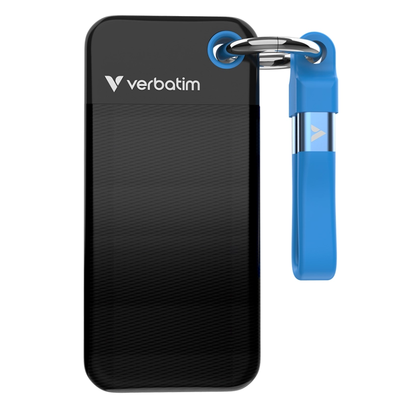 Dysk przenośny SSD Verbatim Pocket USB 3.2 Gen. 2 1 TB Czarno-niebieski - Black and blue