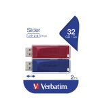 Pendrive Verbatim Slider USB 2.0 32 GB 2 szt. Czerwony i niebieski - Red and blue