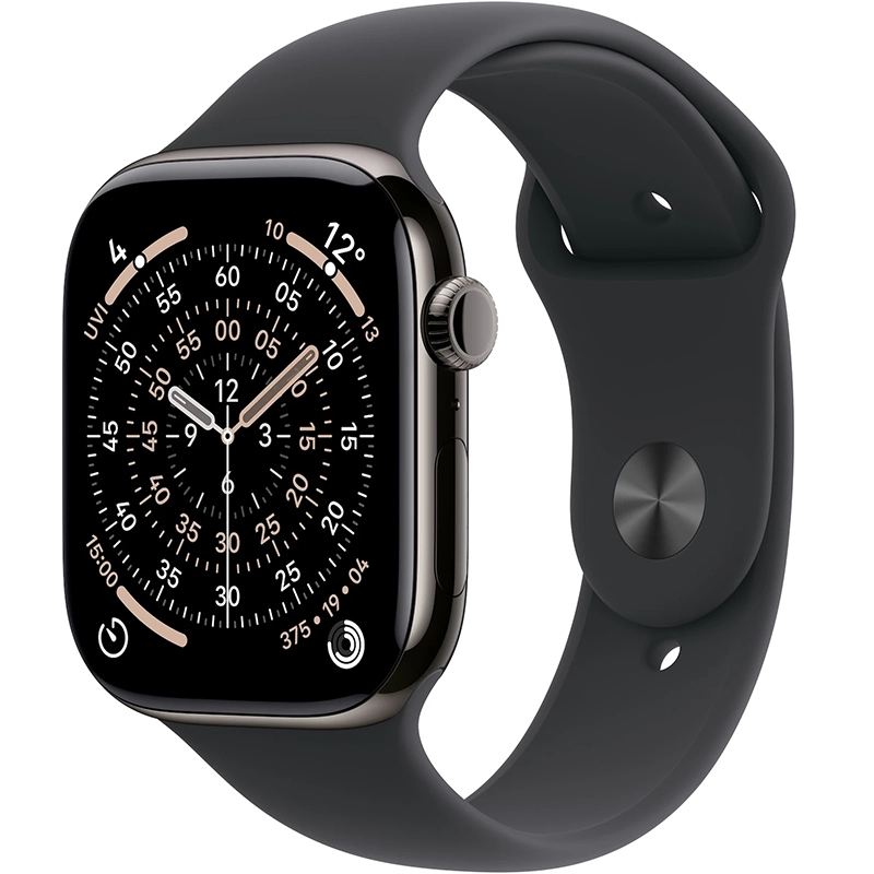 Apple Watch Series 11 (2025) GPS + Cellular 46mm koperta tytanowa Slate + pasek Black Sport Band M/L