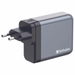 Ładowarka sieciowa Verbatim GaN 200 W USB-C/USB-A + Adapter EU/UK/US Szara - Gray