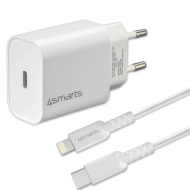 Ładowarka sieciowa 4smarts VoltPlug 20 W 1x USB-C + kabel USB-C do Lightning Biała - White