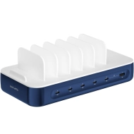 Stacja ładująca 4smarts Team 100 W 1xUSB-A 5xUSB-C + 6x kabel Granatowa - Navy