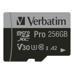 Karta pamięci Verbatim microSD 256 GB + adapter Pro U3 47045 Czarna - Black