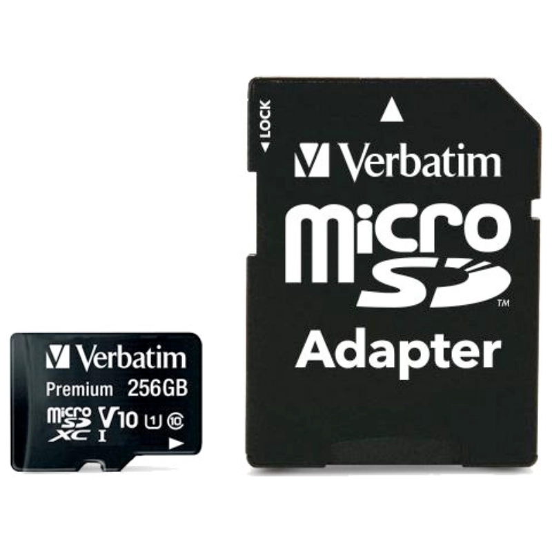 Karta pamięci Verbatim microSDXC 256GB V10 + adapter Czarny - Black