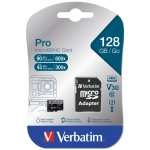Karta pamięci Verbatim microSD 128GB + adapterPro U3 Czarna - Black