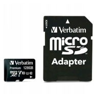 Karta pamięci Verbatim microSDXC 128GB V10 + adapter 44085 Czarna - Black