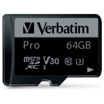 Karta pamięci Verbatim microSD 64GB + adapterPro U3 Czarna - Black