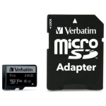 Karta pamięci Verbatim microSD 64GB + adapterPro U3 Czarna - Black