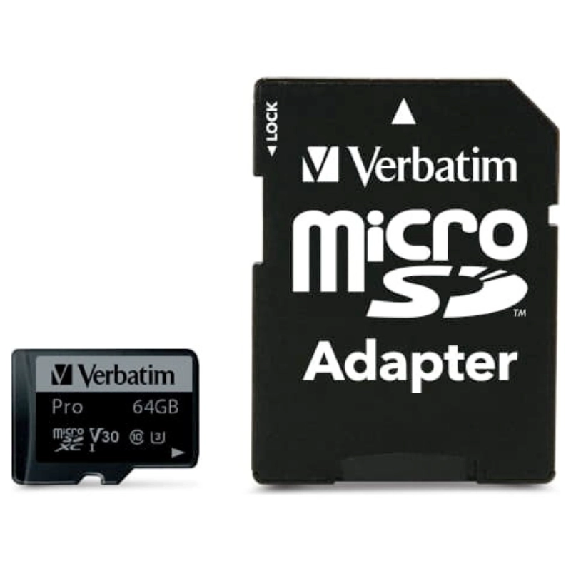 Karta pamięci Verbatim microSD 64GB + adapterPro U3 Czarna - Black