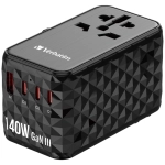 Adapter podróżny Verbatim 3x USB-C 1x USB-A 1x AC Czarny - Black