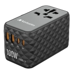 Adapter podróżny Verbatim 2x USB-C 2x USB-A 1x AC Czarny - Black
