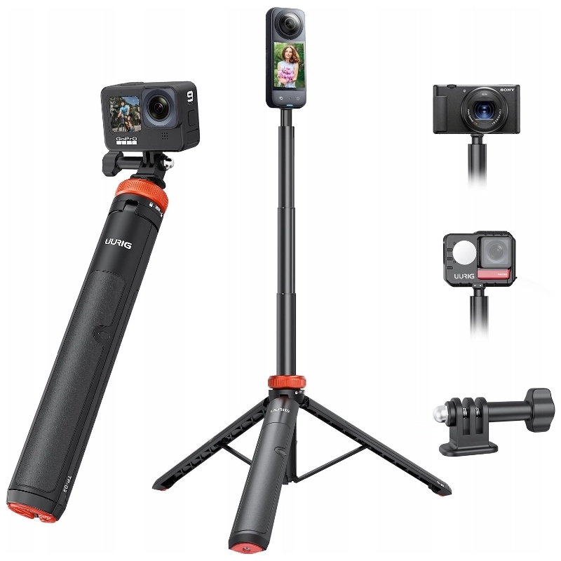 Statyw UURIG TP-03 do telefonu/aparatu/kamery + adapter GoPro/Czarny - Black