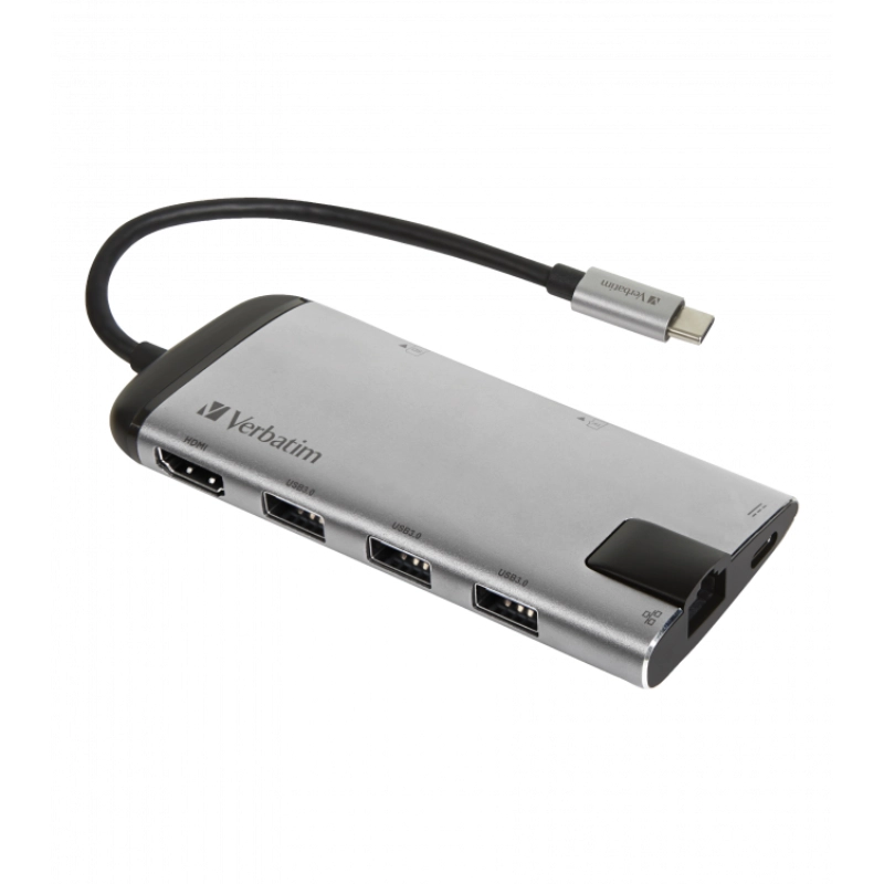Hub wieloportowy Verbatim USB-C 8w1 Szary - Grey