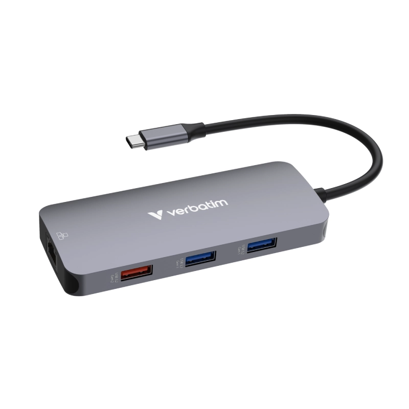 Hub wieloportowy Verbatim USB-C Pro 9w1 Szara - Grey