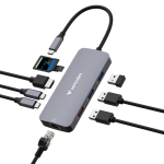 Hub wieloportowy Verbatim USB-C Pro 9w1 Szara - Grey