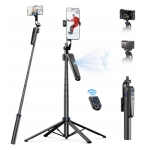 Statyw selfie stick TELESIN + pilot 160 cm Czarny - Black