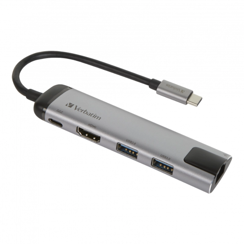 Hub wieloportowy Verbatim USB-C 5w1 Szary - Grey