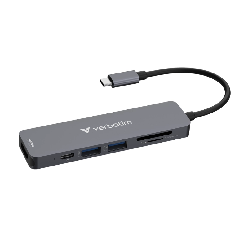 Hub wieloportowy Verbatim USB-C Essentials 6w1 Szary - Grey