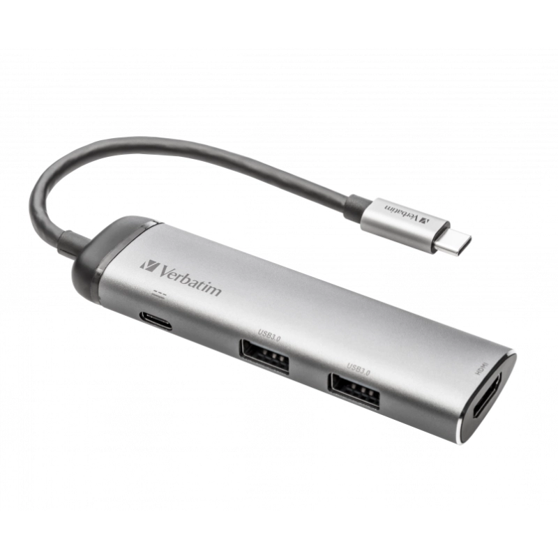 Hub wieloportowy Verbatim USB-C 4w1 Szary - Grey