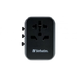 Adapter podróżny Verbatim 3x USB-C 2x USB-A 1x AC Czarny - Black